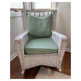WHITE WICKER ROCKING CHAIR, HIGH BACK, COIL