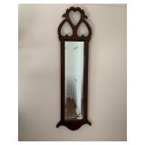 WALL MIRROR, WOOD FRAME, PIERCED HEART-SHAPED