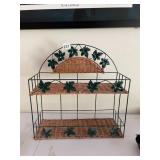TWO-TIER WALL SHELF, WICKER AND METAL