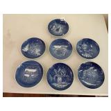 B&G CHRISTMAS PLATES, BLUE AND WHITE PORCELAIN,