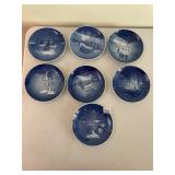 B&G CHRISTMAS PLATES, BLUE AND WHITE PORCELAIN,