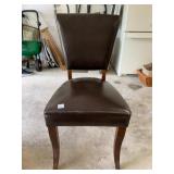 UPHOLSTERED DINING CHAIR, DARK BROWN FAUX
