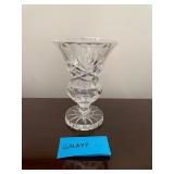 CUT CRYSTAL FOOTED VASE, FAN AND CROSSHATCH