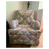 UPHOLSTERED ARMCHAIR, FLORAL PATTERNED FABRIC,