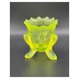 "FORGET ME NOT" VASELINE GLASS TOOTH PICK HOLDER