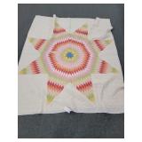 66" X 76" HAND SEWN LONE STAR QUILT
