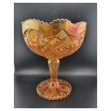 IMPERIAL GLASS MARIGOLD HOBSTAR PEDESTAL COMPOTE -