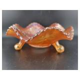 FENTON LOTUS PATTERN MARIGOLD CARNIVAL GLASS FOOTE
