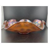 FENTON COIN DOT AMETHYST CARNIVAL GLASS BOWL - 9
