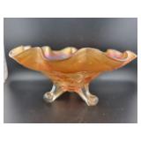 DUGAN CHERRIES MARIGOLD CARNIVAL GLASS BOWL - 8 1/