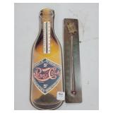 PEPSI-COLA WOOD THERMOMETER AND TURTLE