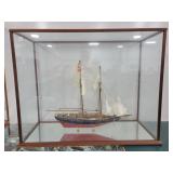 MODEL TALL SHIP "BLUE NOSE II" IN DISPLAY CASE