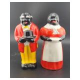 5 INCH CERAMIC BLACK AMERICANA S & P SHAKERS
