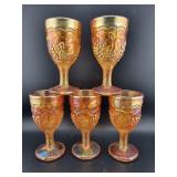 SET OF 5 IMPERIAL GRAPE DESIGN MARIGOLD STAR BASE