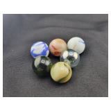 (6) ASSORTED GLASS MARBLES