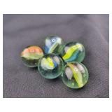 (5) ASSORTED GLASS MARBLES