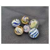 (6) ASSORTED GLASS MARBLES