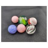 (6) ASSORTED GLASS MARBLES