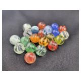(21) ASSORTED COLOR GLASS MARBLES