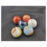 (6) ASSORTED GLASS MARBLES