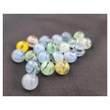 (20) ASSORTED COLOR GLASS MARBLES