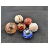 (6) ASSORTED GLASS MARBLES