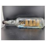13" BOTTLE WITH MODEL SHIP INSIDE - NO STAND