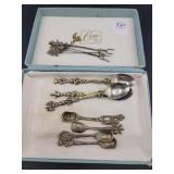 (4) STERLING SILVER OLIVE FORKS, (4) ITALY SALT