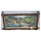 WATER MILL OIL ON BOARD - BLACK FOREST STYLE FRAME