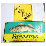 SPAMPYS BAIT AND TACKLE TIN SIGN AND OLD FART XING