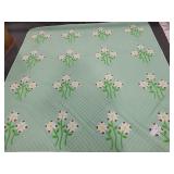 96" X 99"  HAND SEWN FLORAL QUILT