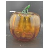 BLENKO AMBER GLASS PUMPKIN PAPERWEIGHT -