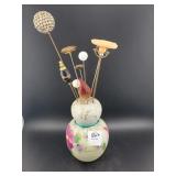 CERAMIC HAT PIN HOLER W/9 HATPINS