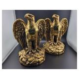 PAIR OF BRASS EAGLE FIGURINE BOOKENDS BY A & M
