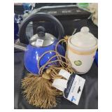 TEA KETTLE, CANDLE AND CURTAIN TIE-BACKS