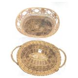 PINE NEEDLE WOVEN BASKET AND BREAD BASKET