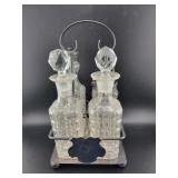 TABLE SET- CRYSTAL: OIL, VINEGAR, CRUET AND