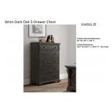 NORTHRIDGE "WREN" 5 DRAWER CHEST: DARK OAK - NEW