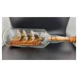 13" BOTTLE WITH MODEL SHIP INSIDE - NO STAND