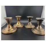 2 PAIR STERLING SILVER CANDLESTICKS - 3 1/2"
