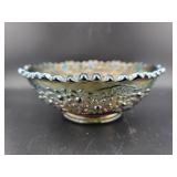 CHERRY TREE CARNIVAL GLASS 5" BOWL IN GREEN