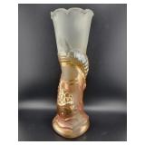 JAIN MARIGOLD FISH/SERPENT CARNIVAL GLASS VASE - 1