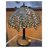 STAINED GLASS BRONZE LAMP IN THE TIFFANY STYLE