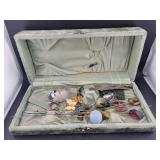 VELVETEEN BOX WITH ASSORTED HAT PINS