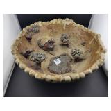 13" STONE BIRDBATH? BOWL WITH SNAKES, DINOSAUERS,