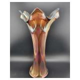 9" AMETHYST CARNIVAL GLASS VASE