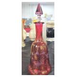CRANBERRY GLASS 13" DECANTER W/STOPPER
