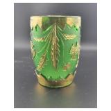 DELAWARE STATE PATTERN GREEN GLASS 4" TUMBLER