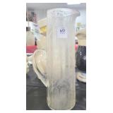12" CRYSTAL ETCHED GLASS PITCHER "BROWN" W/IVY