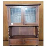 WALL SHELF WITH DOUBLE LEAD GLASS DOORS AT TOP -